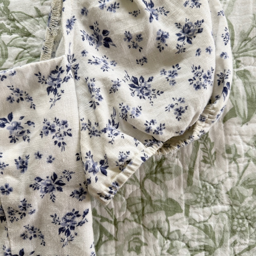 Reformation Casterly Linen Puff Sleeve Tie Back Top Madeline Floral Print Size 4 - Picture 6 of 8